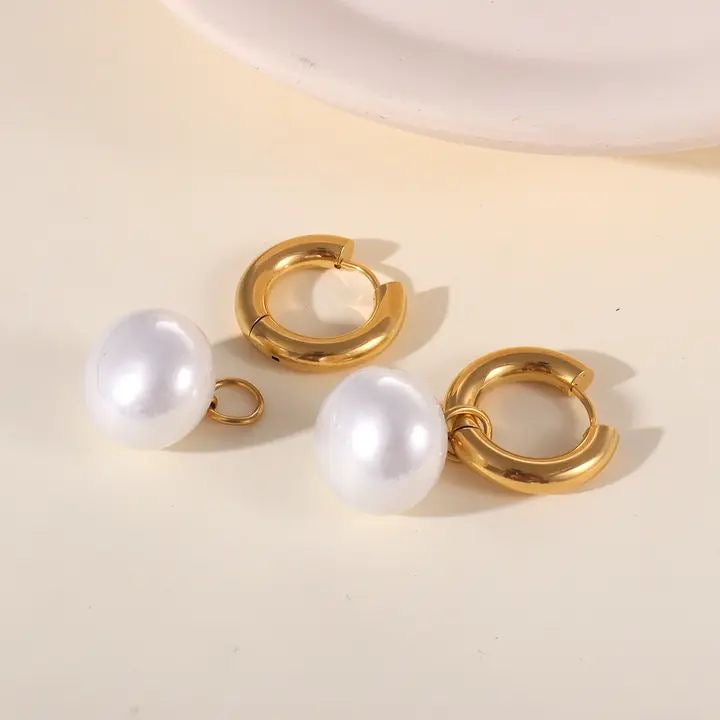 Pearl Round Drop Earrings