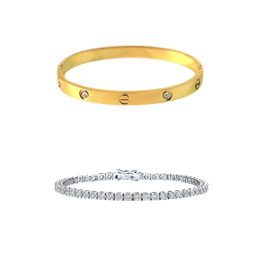 Cartier Love Bangle & Tennis Bracelet Stack Set