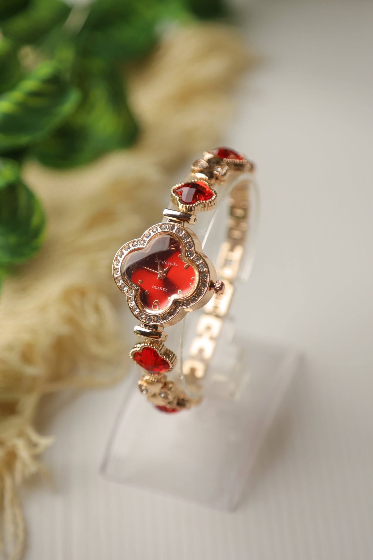 Swaroviski Red Clover Watch