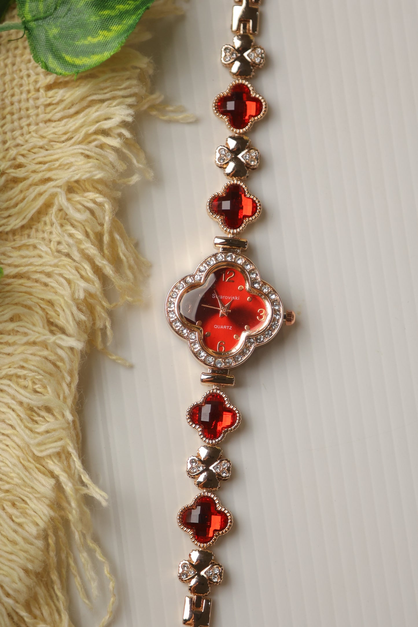 Swaroviski Red Clover Watch