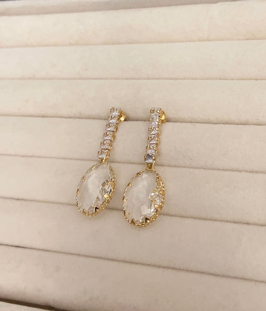 Diamond Stone Long Earrings