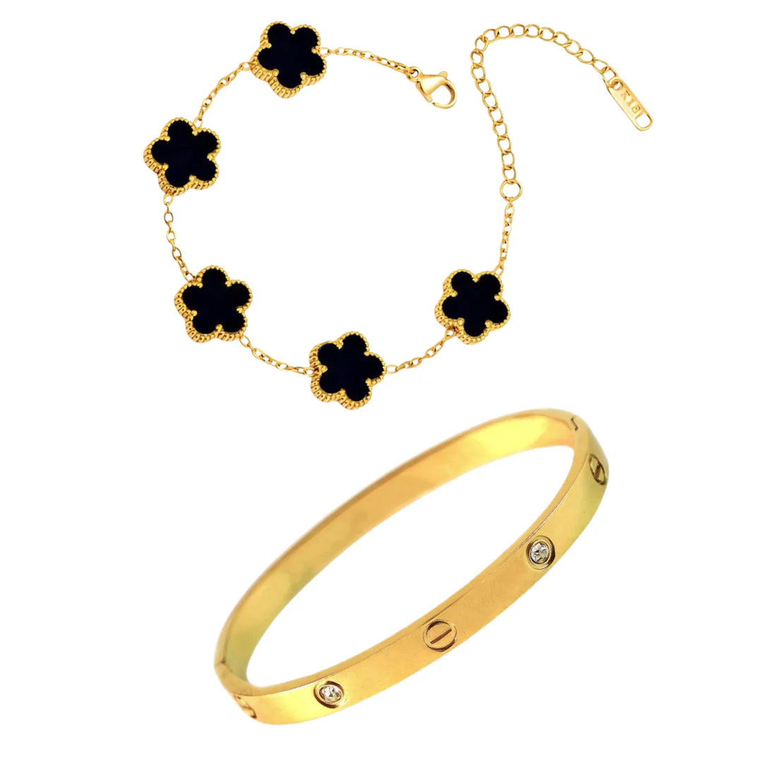 Love Cartier & Black Clover Bracelet Stack Set