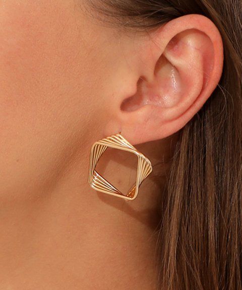 Goldtone Stacked Rhombus Drop Earings