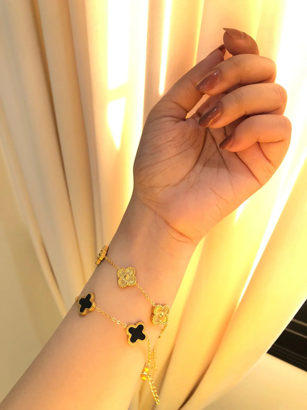 Golden & Black clover Bracelet Stack Set