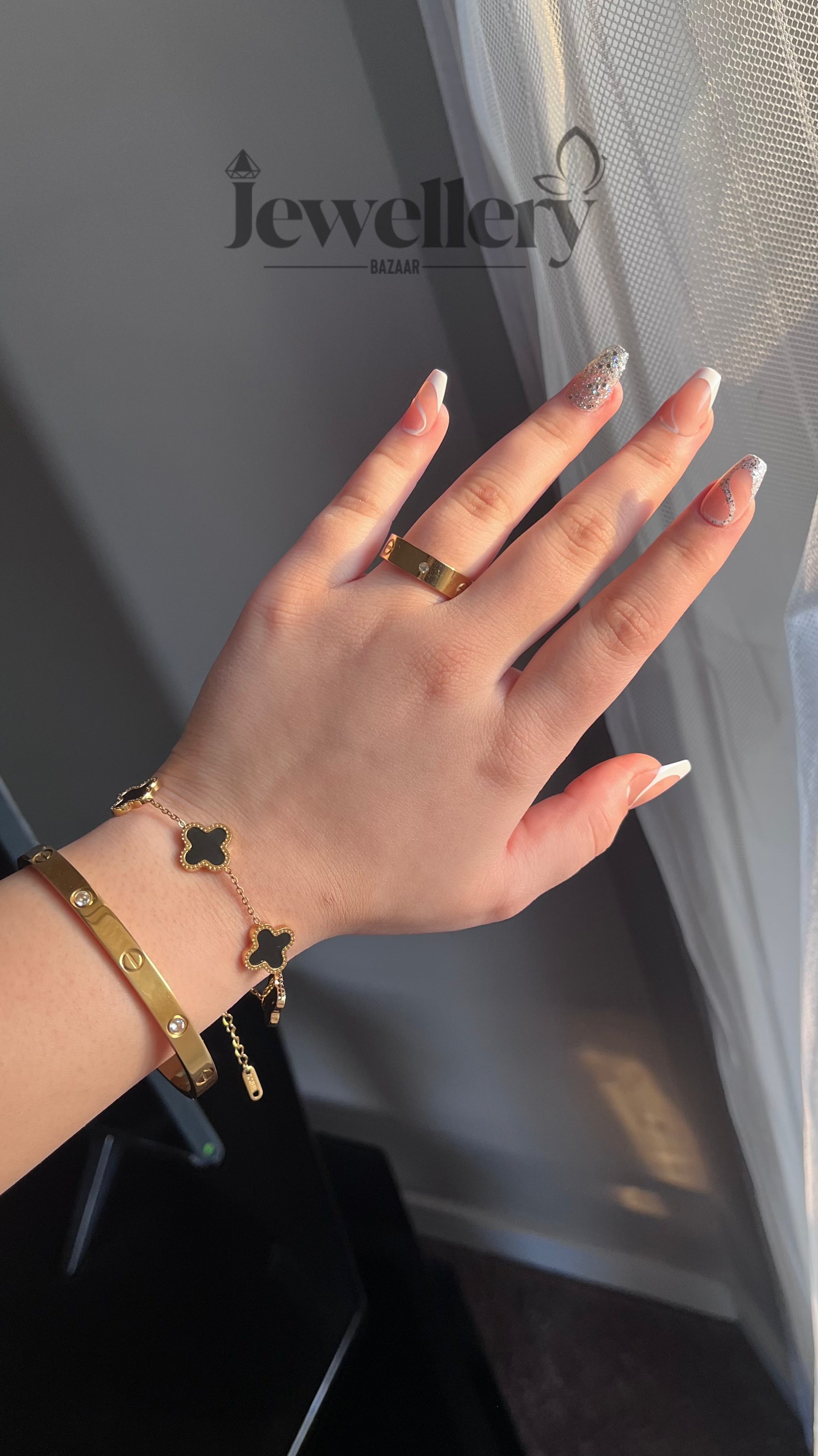 Cartier Bangle Ring Clover Bracelet Stack Set - Main Image