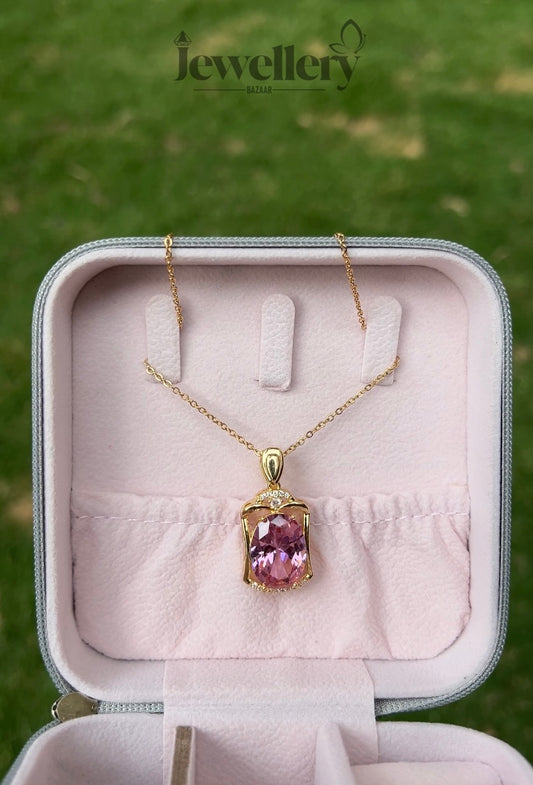 Square Pink Zirconia Pendant