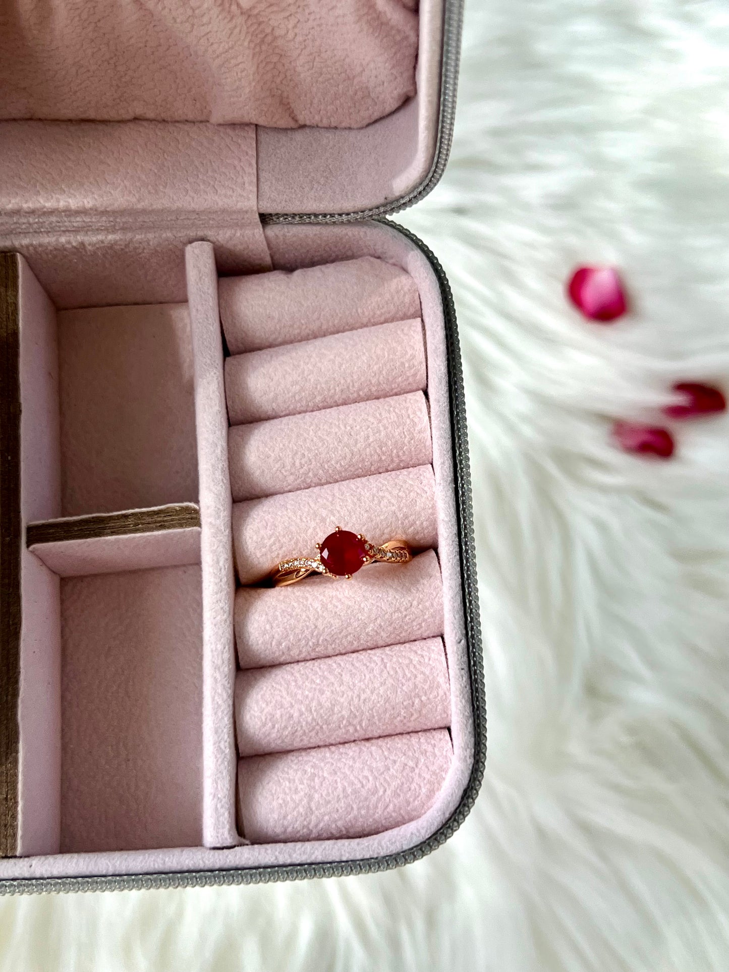 Red adjustable zirconia ring