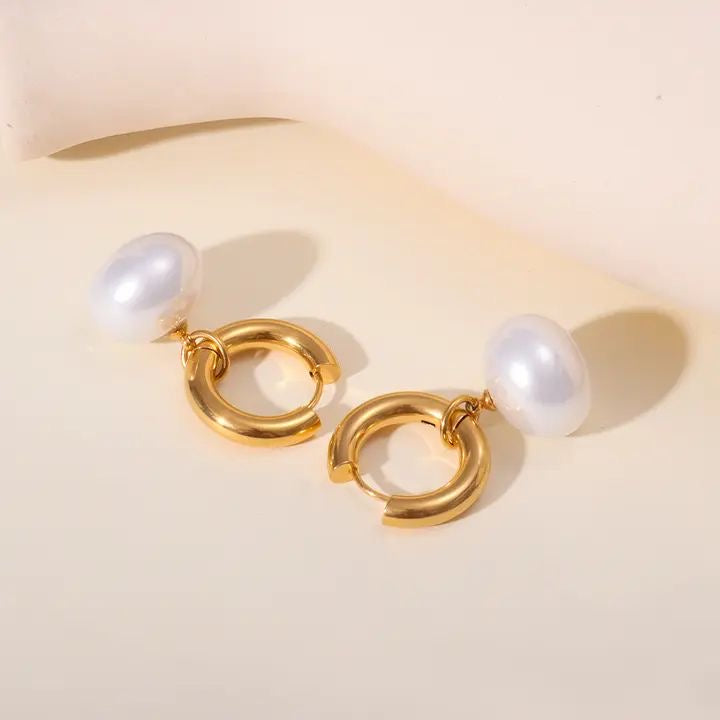 Pearl Round Drop Earrings