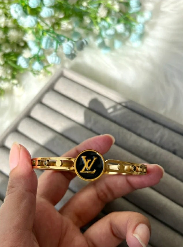 Stainless steel black with gold lv bracelet