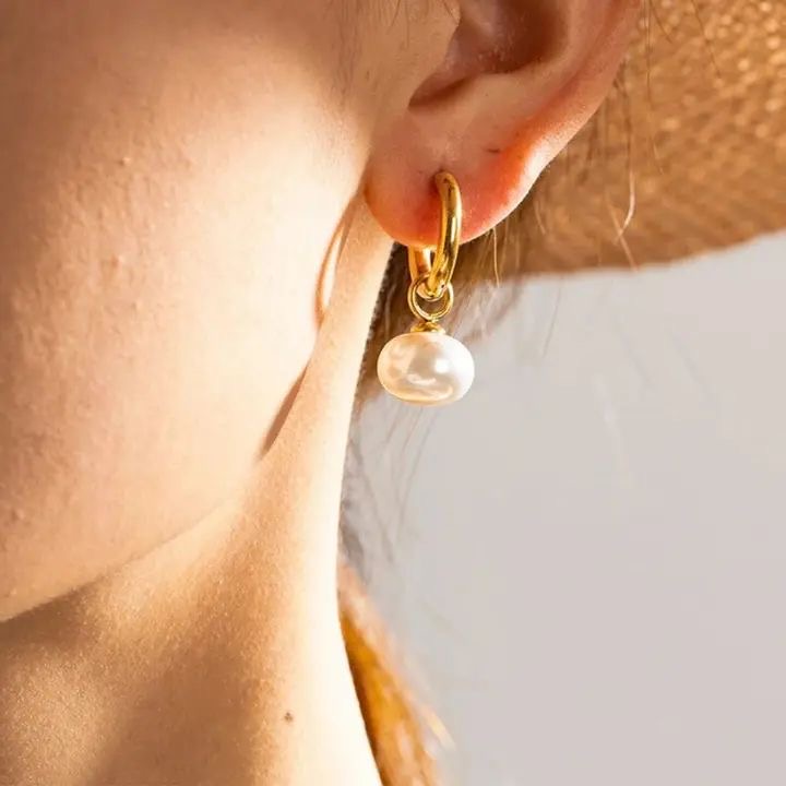 Pearl Round Drop Earrings