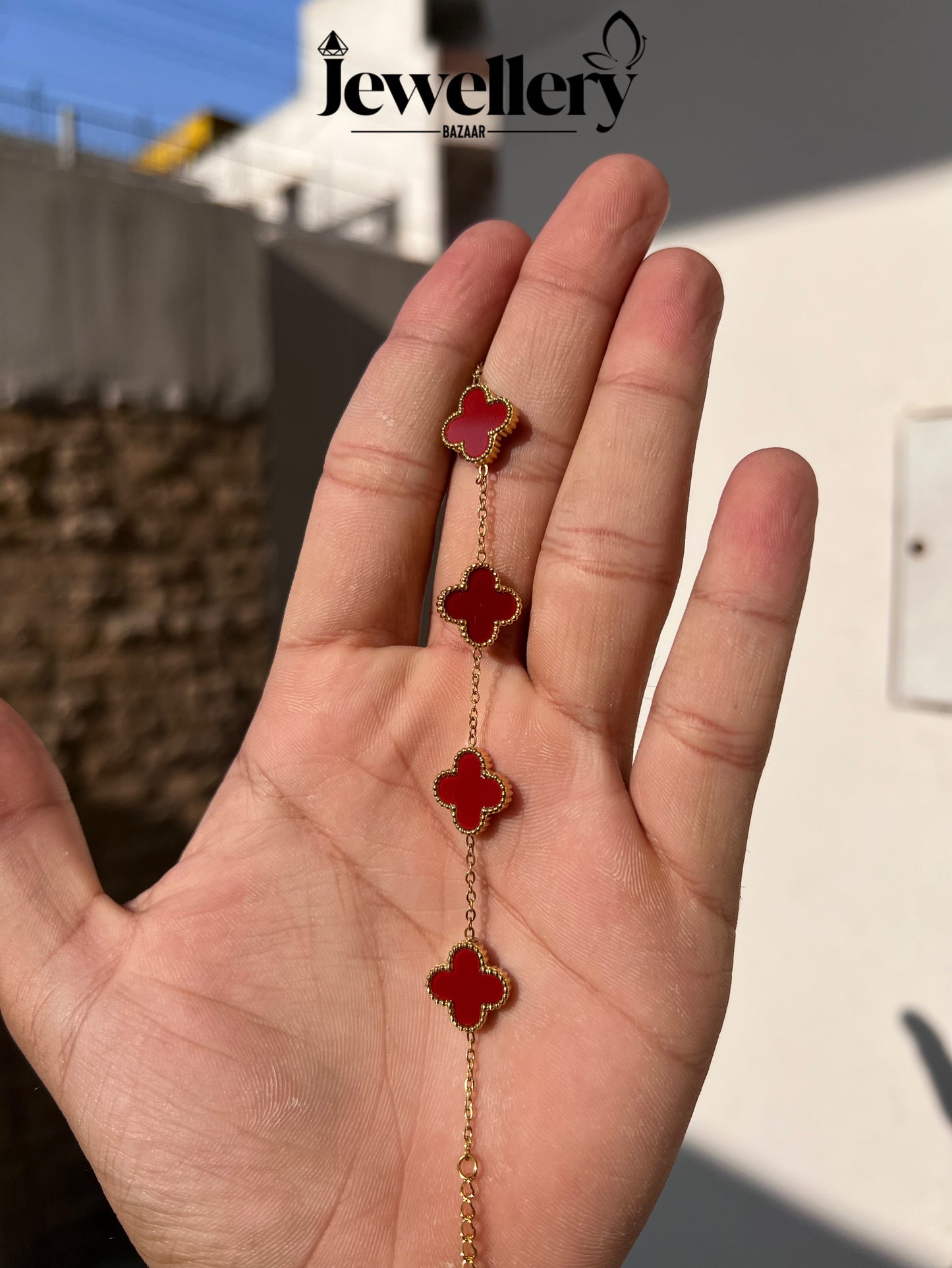 Four Leaf Clover Bracelet - Red