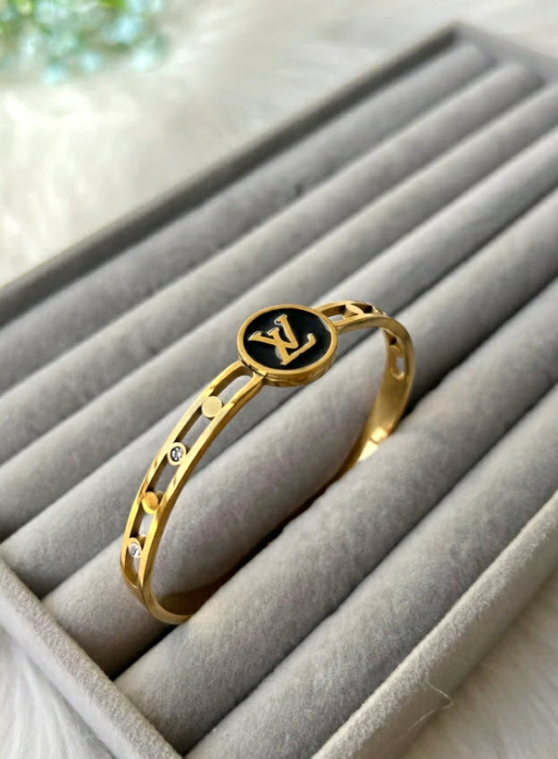 Stainless steel black with gold lv bracelet