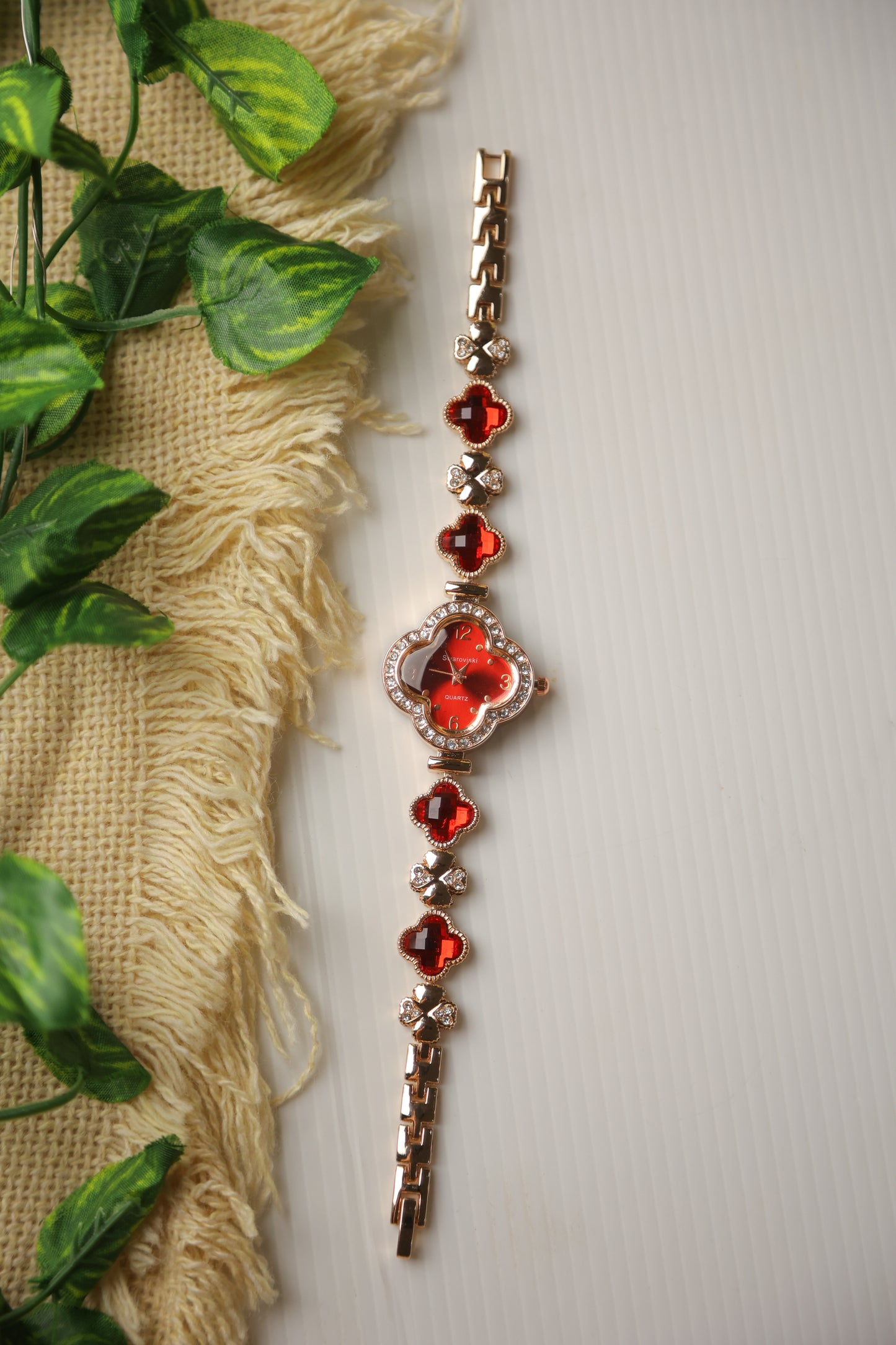 Swaroviski Red Clover Watch