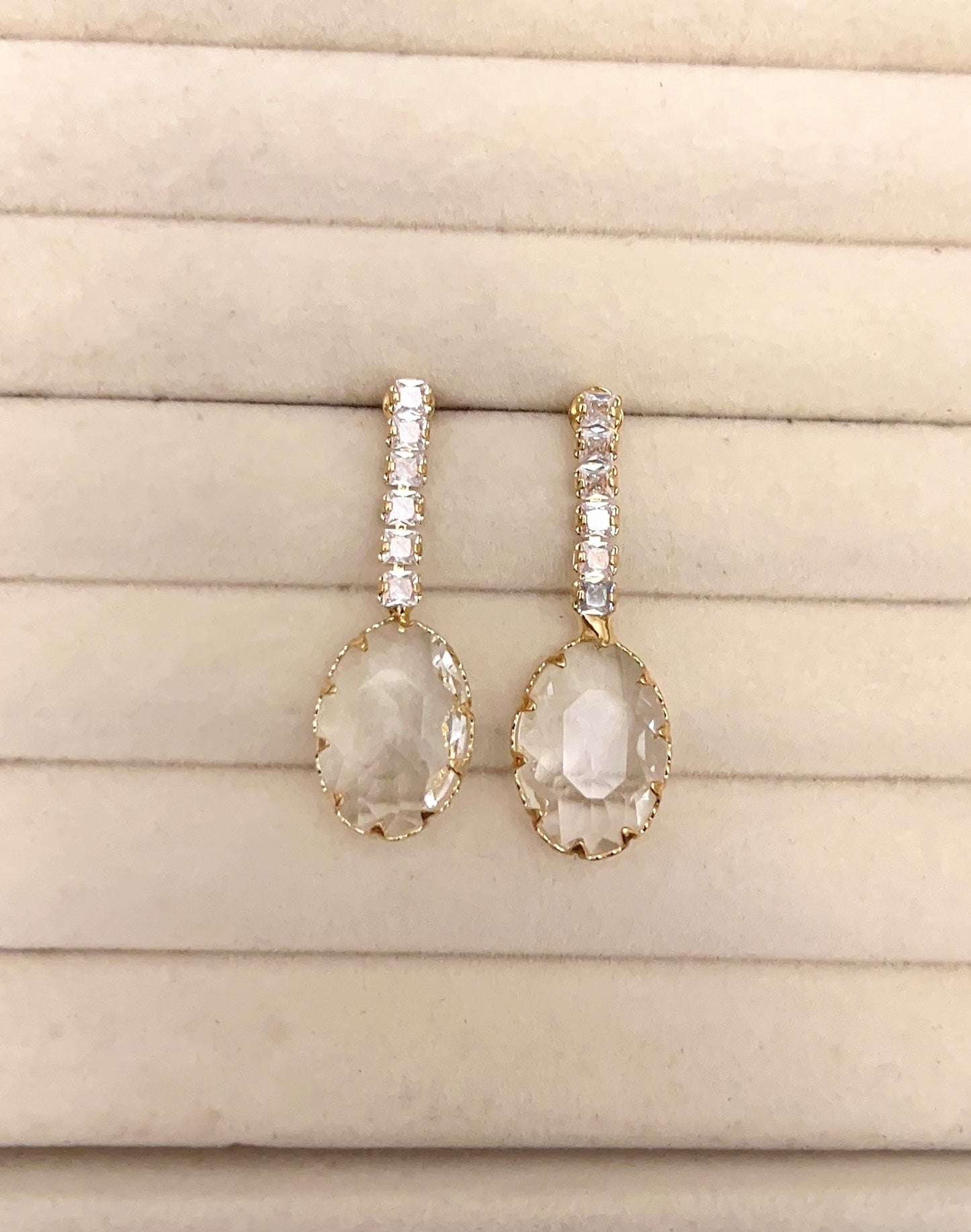 Diamond Stone Long Earrings