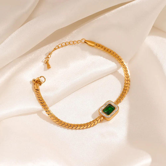 Emerald Snake Chain Bracelet