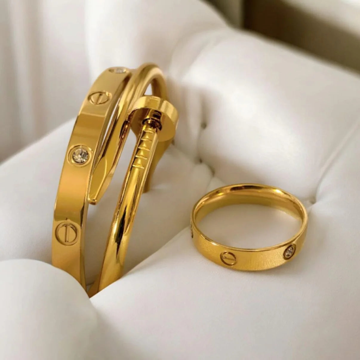 Nail Bangle,Cartier Bangle & Ring Stack