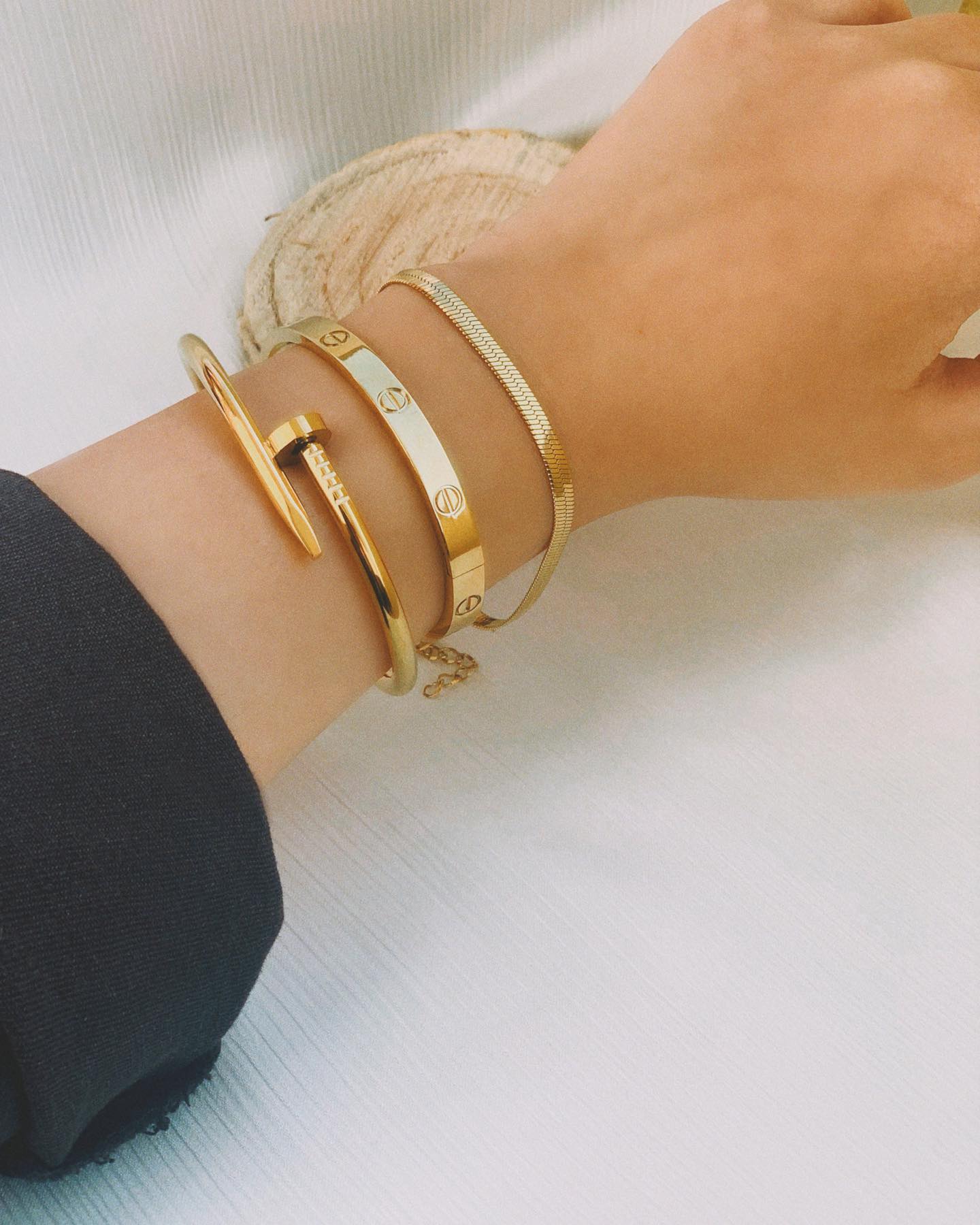 Cartier Nail and love bangle with Snake chain bracelet