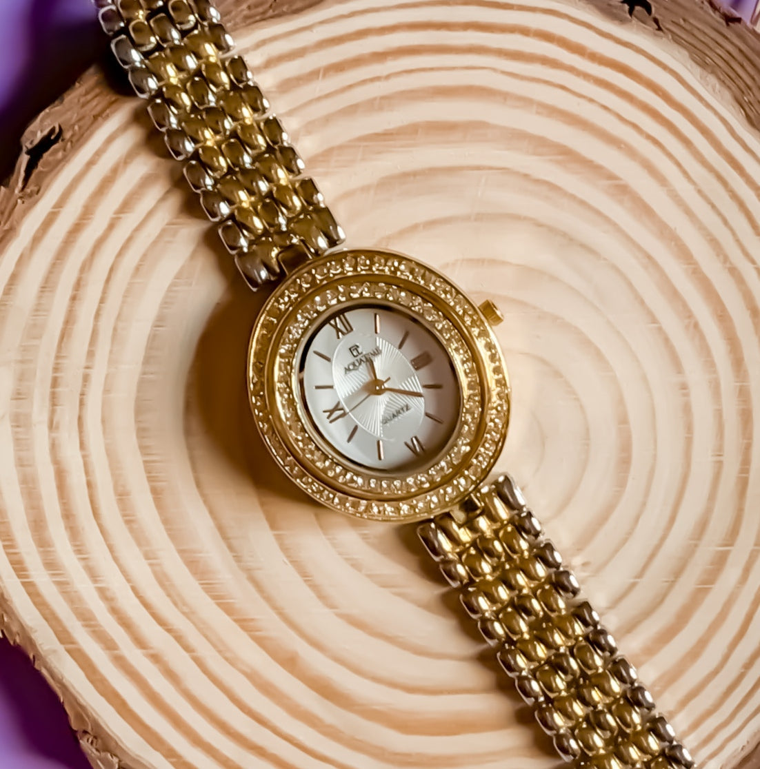 Double Round Stoned Watch