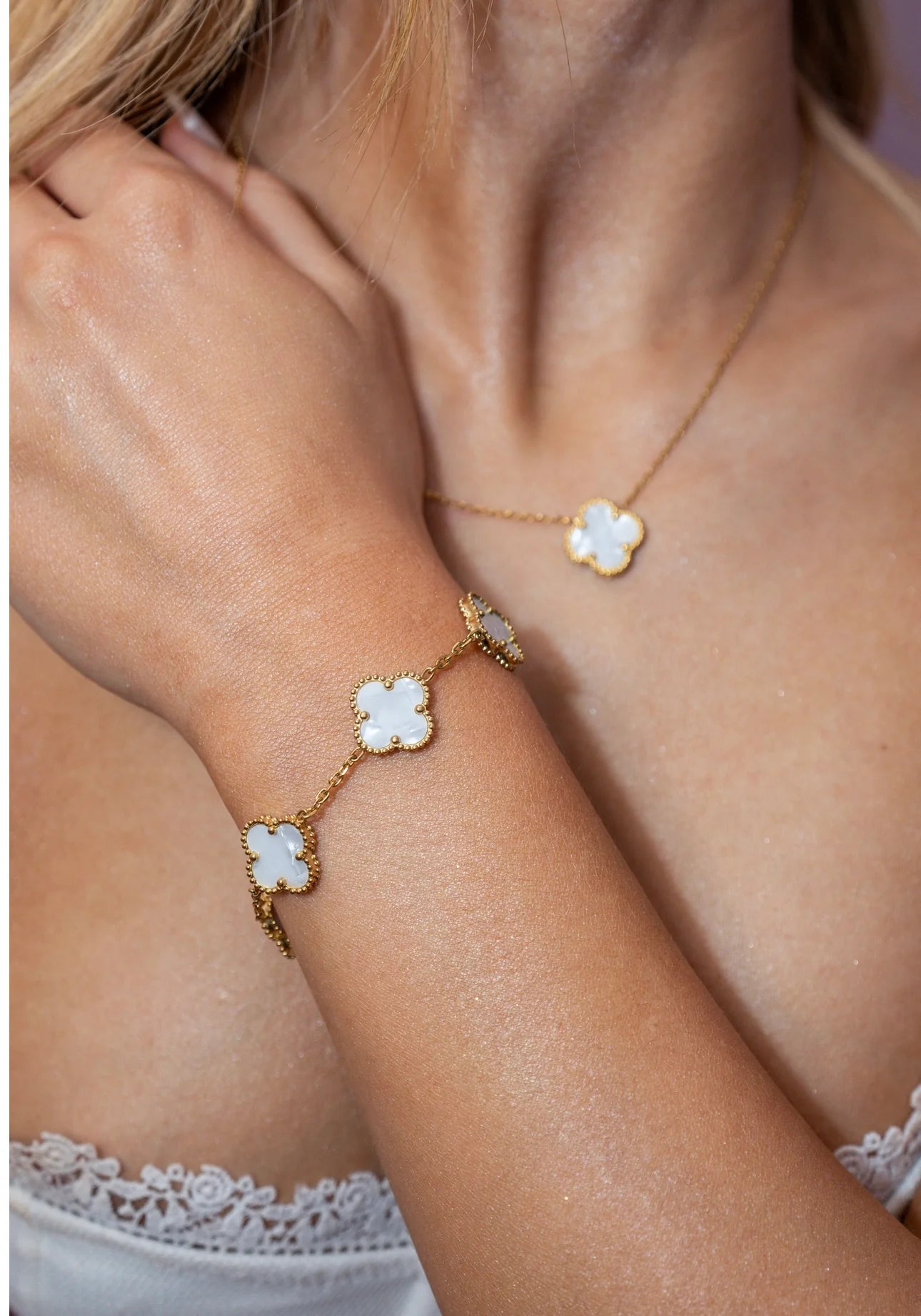 Lucky 4 Leaf Bracelet & Necklace Set