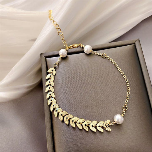 Wheat Ear Pearl Stainless Steel Bracelet